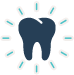 Animated tooth surrounded by emphasis lines representing knocked out tooth