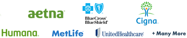 Logos of Aetna BlueCross BlueShield Cigna  Humana MetLife United Healthcare and many more dental insurances