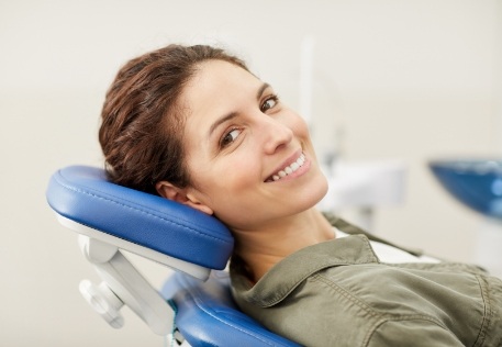 Woman relaxing in dental chair