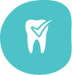 Animated tooth with checkmark representing preventive dentistry