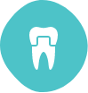 Animated tooth with dental crown representing restorative dentistry