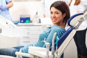 Woman at dentist's office.