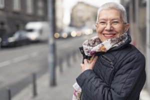 person standing and smiling