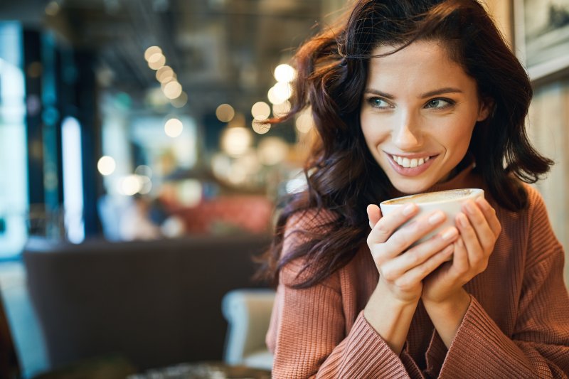 woman drinking coffee in Dallas