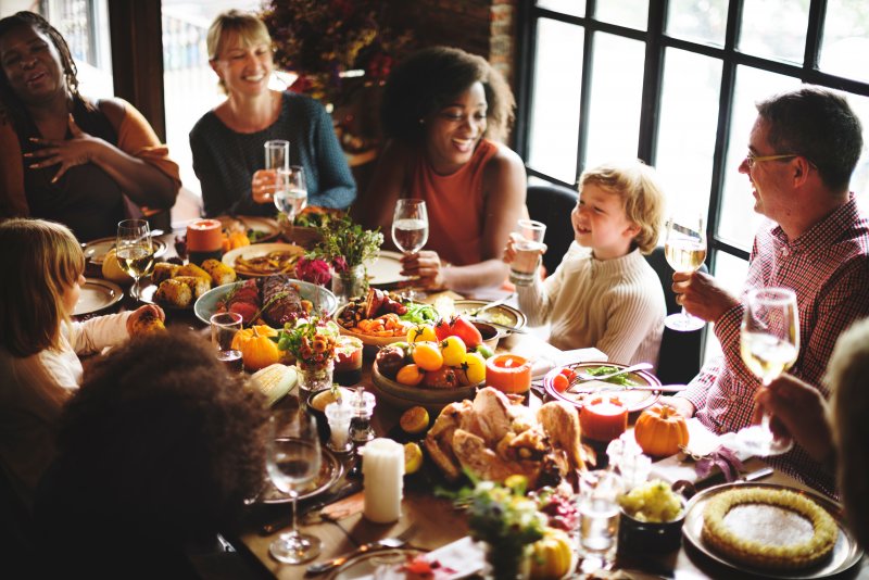 A family celebrating Thanksgiving